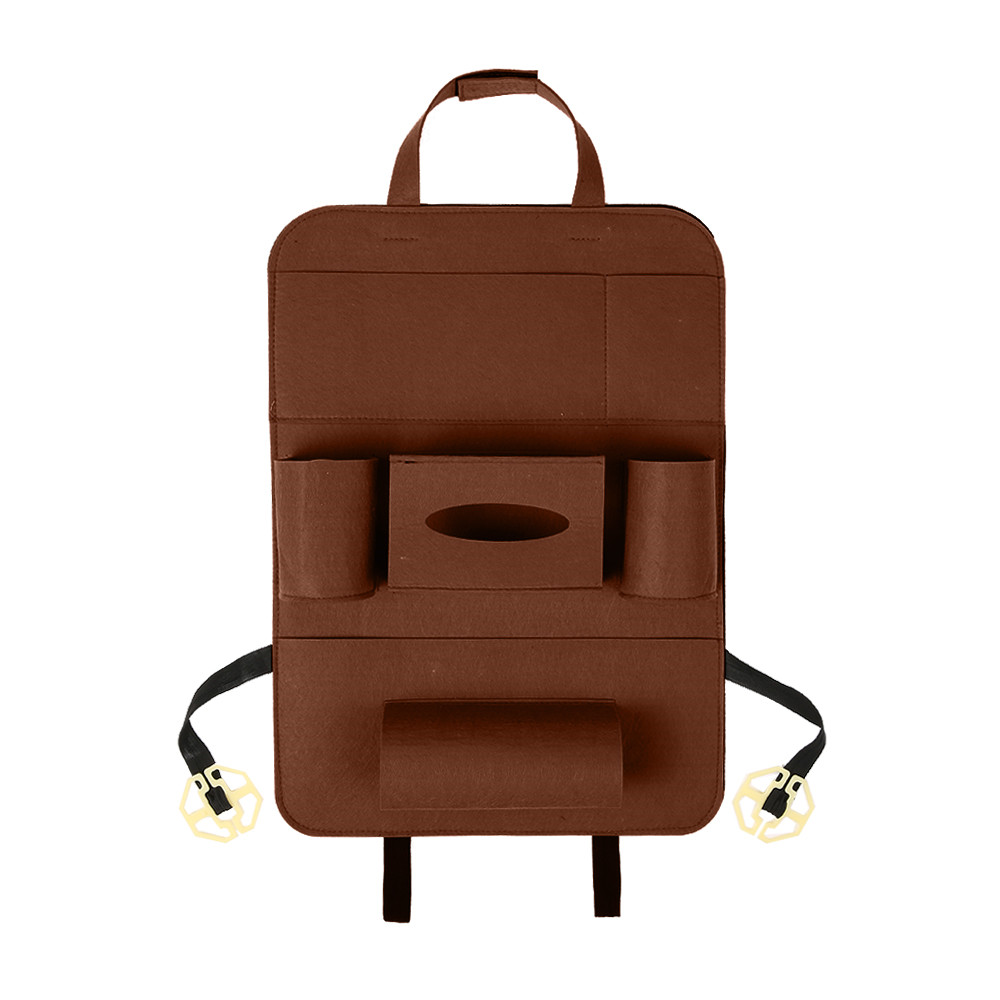 Auto voiture organisateur banquette arrière sac voiture-style titulaire multi-poche siège laine feutre stockage conteneur suspendus boîte voiture stockage pour enfant: Brown
