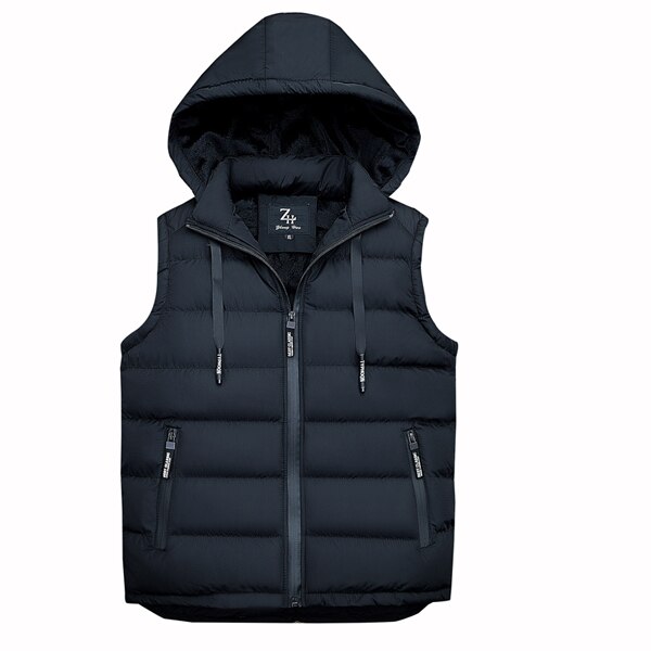 Herfst Mouwloze hoodie vest Mannen Mode Vest voor mannen Winter fleece Warm capuchon Plus Size M-XXXL 1860: Zwart / XL