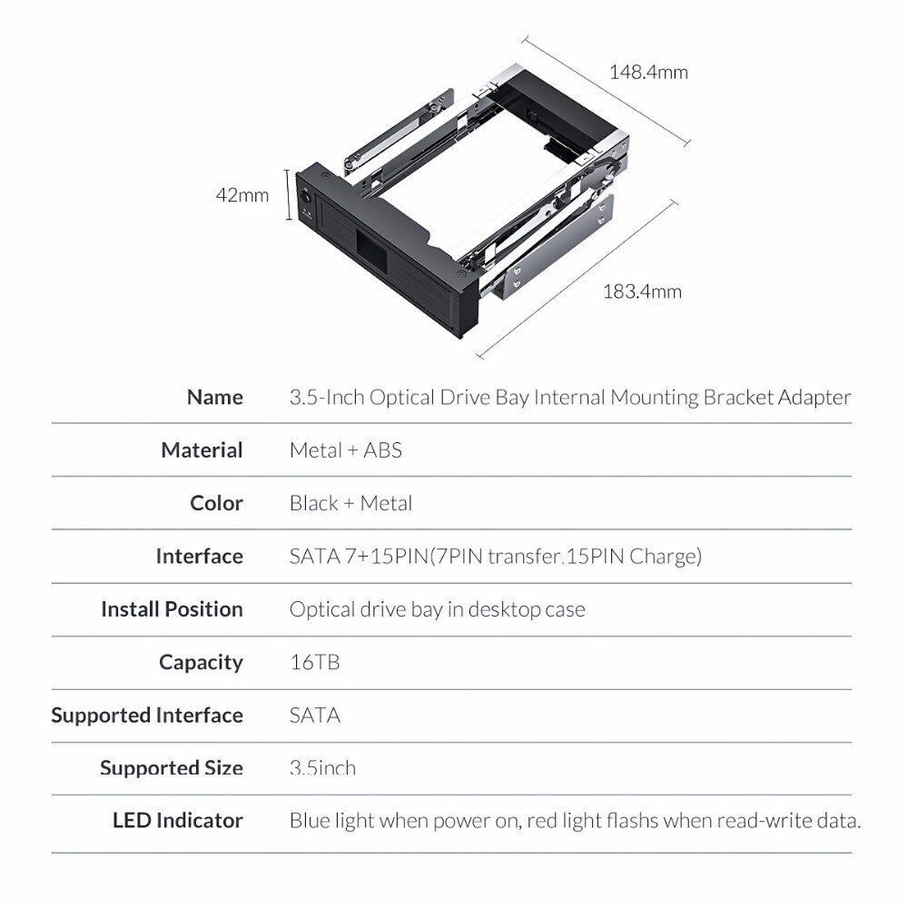 Orico CD-ROM Ruimte Hdd Mobile Rack Interne 3.5 Inch Hdd Converter Behuizing 3.5 Inch Hd Frame Mobiele Rack Tool Gratis Plug