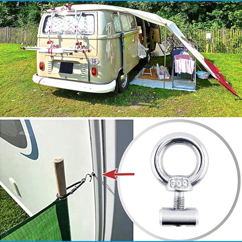 Durable M4 Eye Bolt for RV Camper Awning Tent Track Mount Tie Down Lifting Eye Bolt M4 x 11mm Thread for Hanging