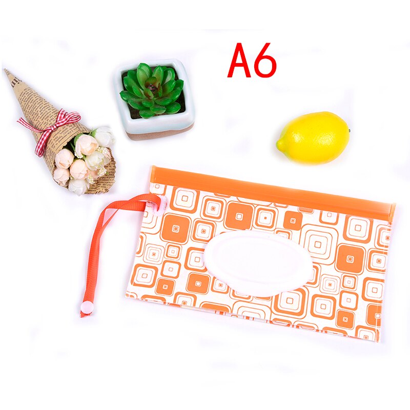 1PC Baby Wipes Box Wet Wipe Box Cleaning Wipes Carrying Bag Clamshell Snap Strap Wipe Container Case: A6