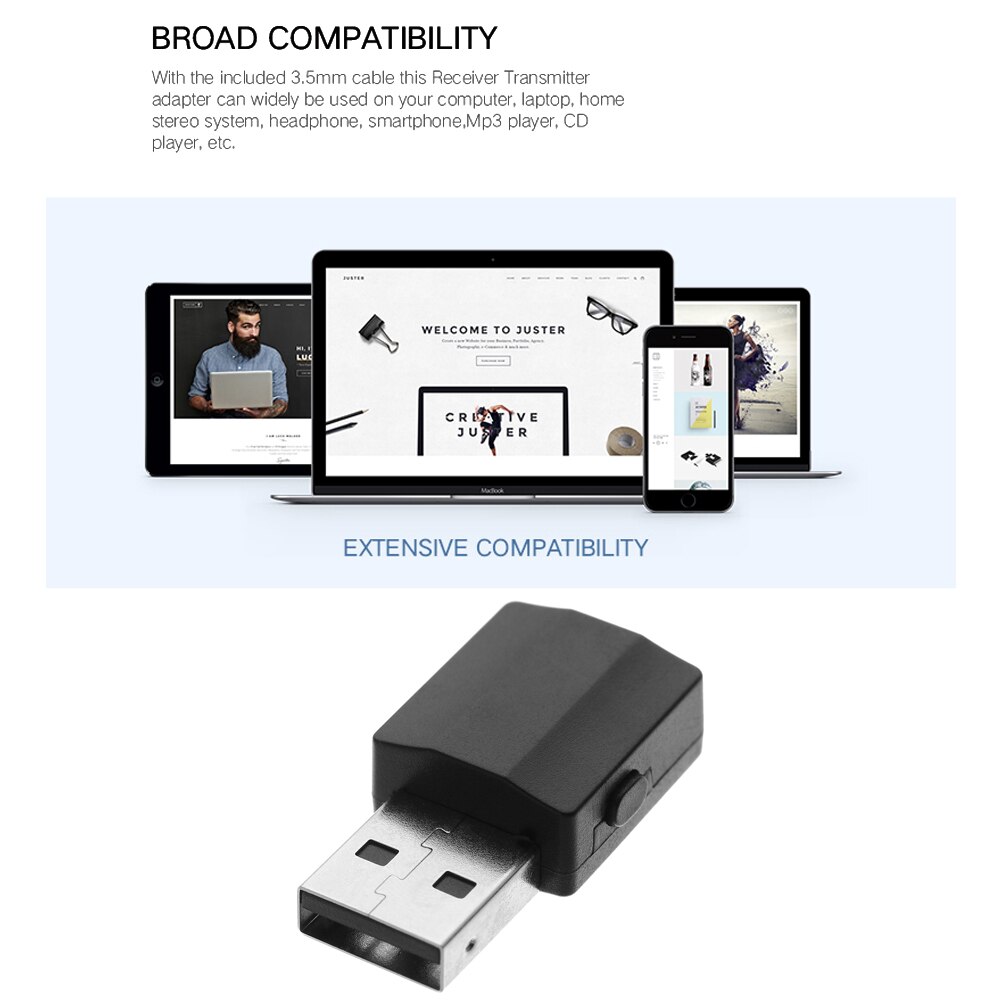Mini 3.5mm AUX Stereo bezprzewodowy Adapter Bluetooth 5.0 nadajnik Bluetooth odbiornik samochodowy muzyka nadajnik Bluetooth do telewizora