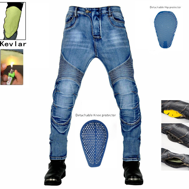 Retro Mannen Motorbroek Aramid Motorfiets Jeans Beschermende Kleding Rijden Tourmotor Broek Motorcross Kevlar In Knie