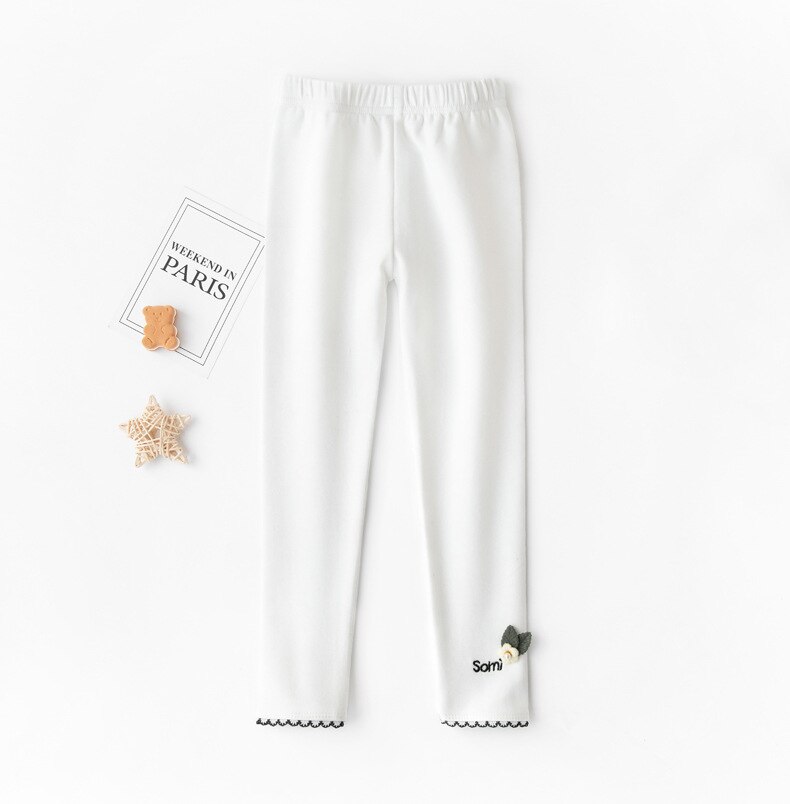 2022 Spring Autumn Casual Girl Pants Floral Full Length Girls Leggings: white / 100(2-3T)