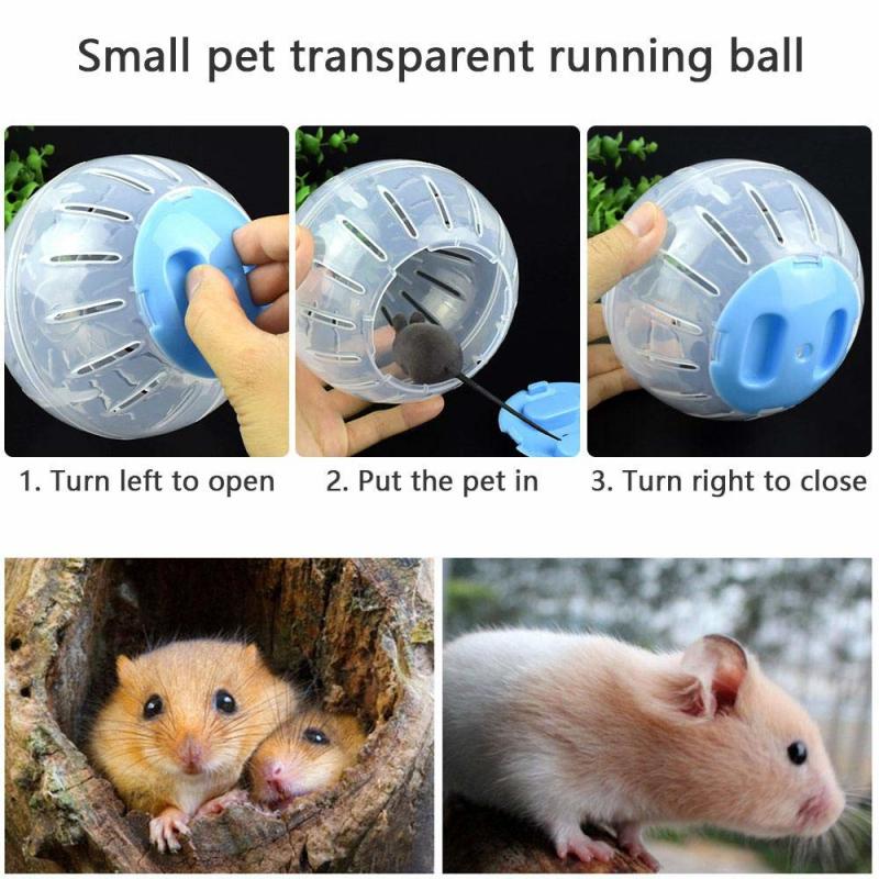 Bola transparente transpirable de 12cm con soporte para hámster, producto para mascotas, bola pequeña para correr, 2 colores, de plástico, apta para suministros para mascotas pequeñas