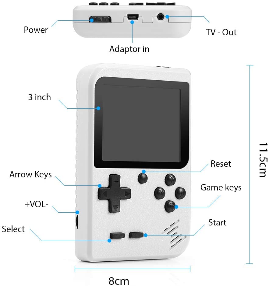 Console per videogiochi con supporto per Gamepad a due giocatori connessione TV tramite cavo AV 400 giochi retrò regalo di compleanno per bambino