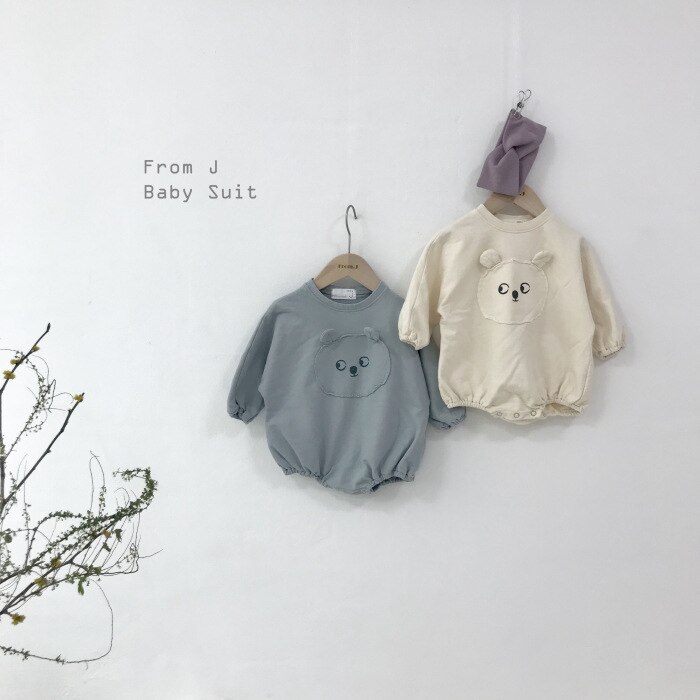 Primavera Outono urso bonito bodysuits para meninos e meninas do bebê puro algodão de manga longa macacões roupas