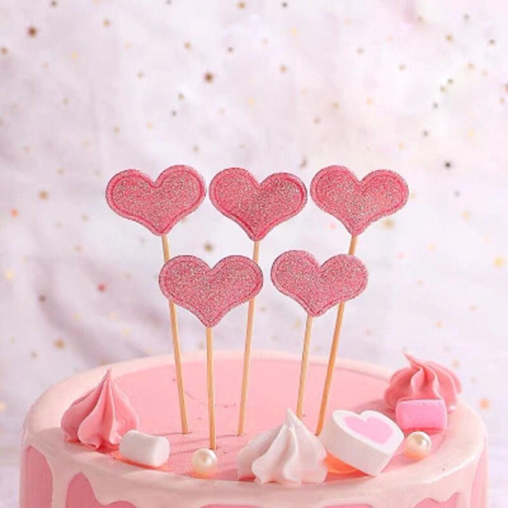 5 pièces réfléchissant paillettes amour pentagramme décoration de gâteau Plugin fête Dessert cuisson Dressing fête de mariage fournitures gâteaux décor: 5