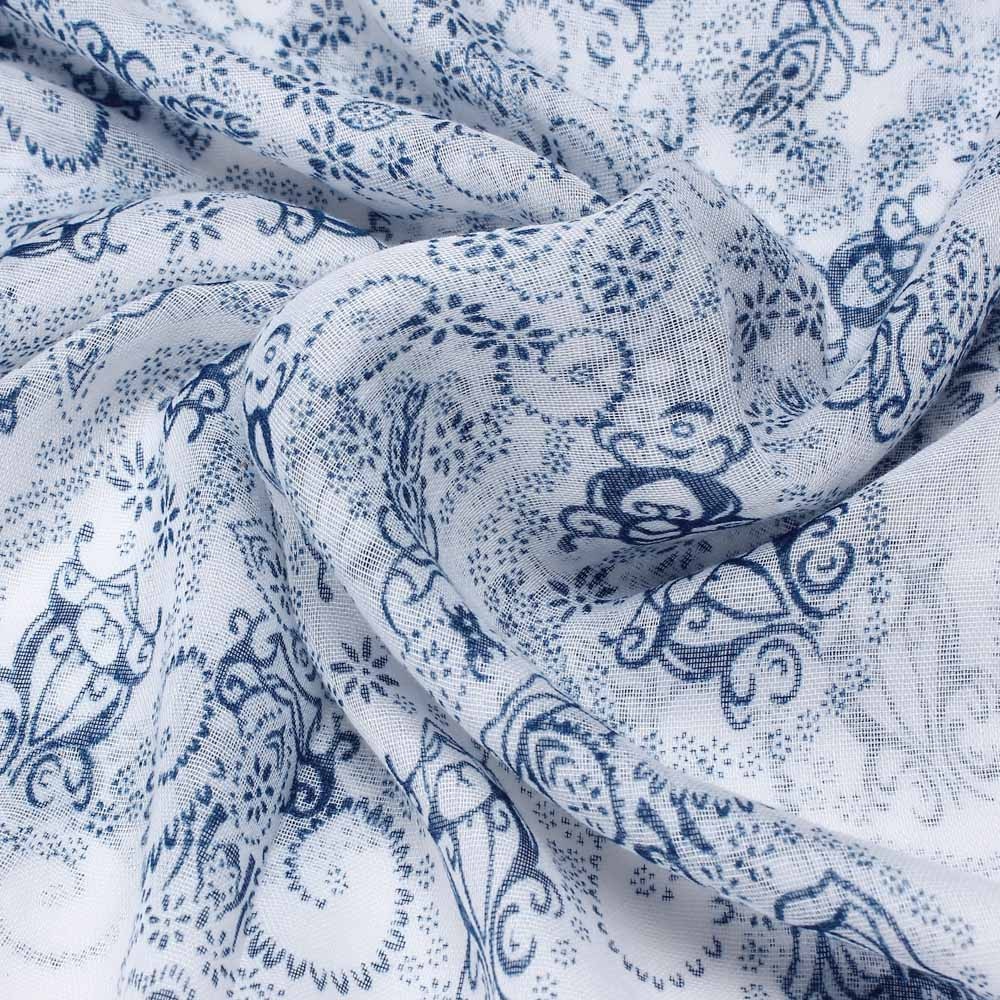 Women Classical Print Scarf Scarves Sun Protection Gauze Kerchief Lightweight ethnic blue and white porcelain Bali yarn scarf