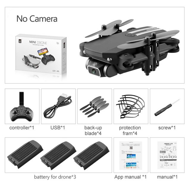 Pocket Drone 4k Quadcopter Foldable Toys for Children 5.0MP/4K HD Camera FPV WiFi Mini Drone LS-MIN Kids Toys Profissional Dron: No camera Black 3B