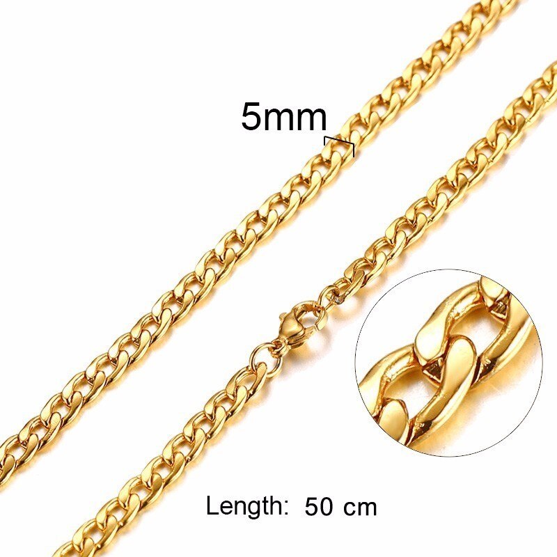 HANDSOME MEN'S FILLED BOXCHAIN CUBA LINK CHOKER FIGARO CHAIN NECKLACE IN ENDURABLE STAINLESS STEEL MALE FEMALE JEWELRY: 163-50G