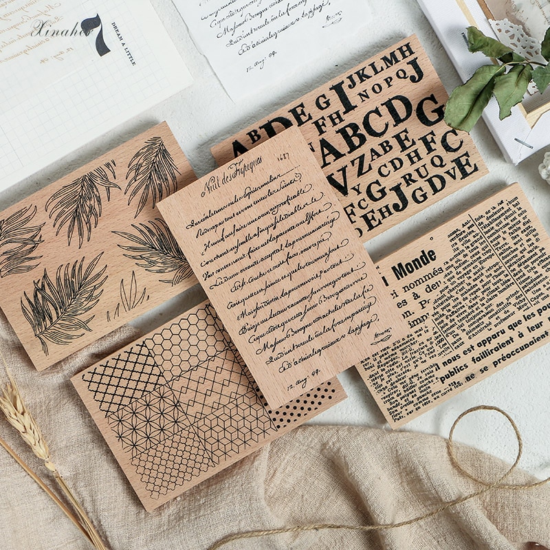 Vintage krant geometrische blad achtergrond decoratie stempel houten stempels voor scrapbooking briefpapier DIY ambachtelijke standaard