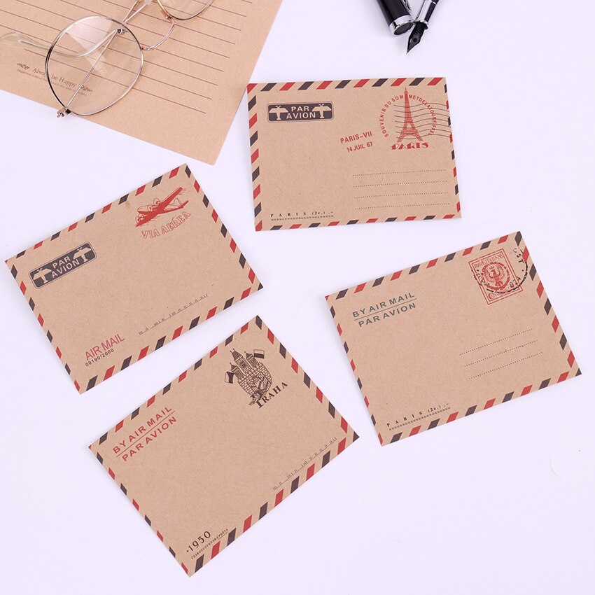 Mini sobre de papel Vintage de París, sobres de papel Kraft Kawaii, papelería coreana para tarjetas, 10 Uds.