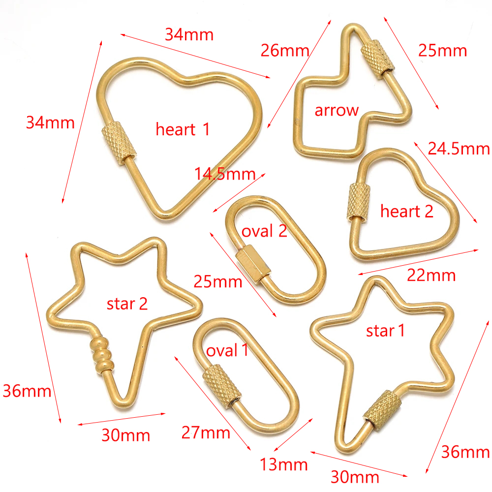 4pcs Stainless Steel Heart Screw Locking Clasp Gold Oval Star Carabiner Clasps for Necklace Bracelet Keychain Making: 12mm / WHITE