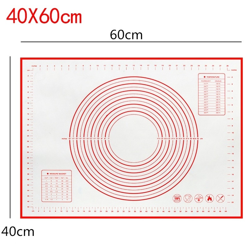 Kneading Dough Mat Silicone Baking Mat Pizza Dough Mat Maker Pastry Kitchen Cooking Gadgets Bakeware Kneading Pad Accessories: 40x60cm red
