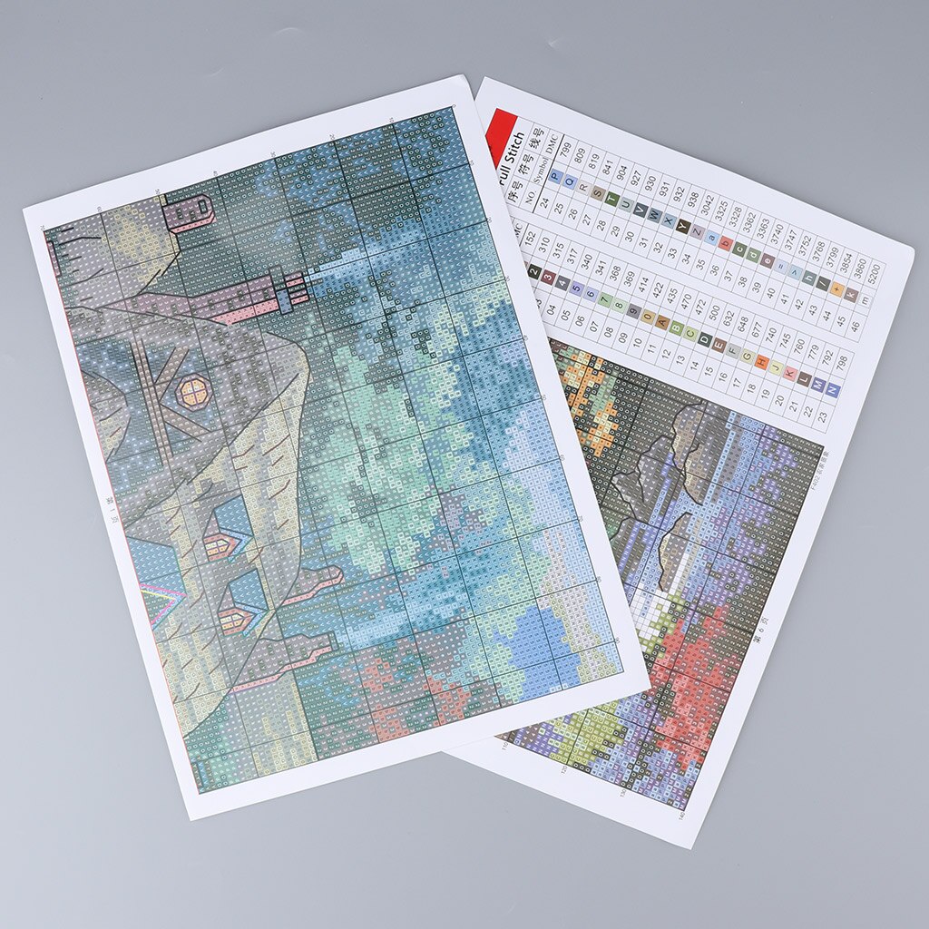 DIY Stamped Cross Stitch Kit Pre-printed Farm Scene Pattern Christmas 14CT 54x33cm