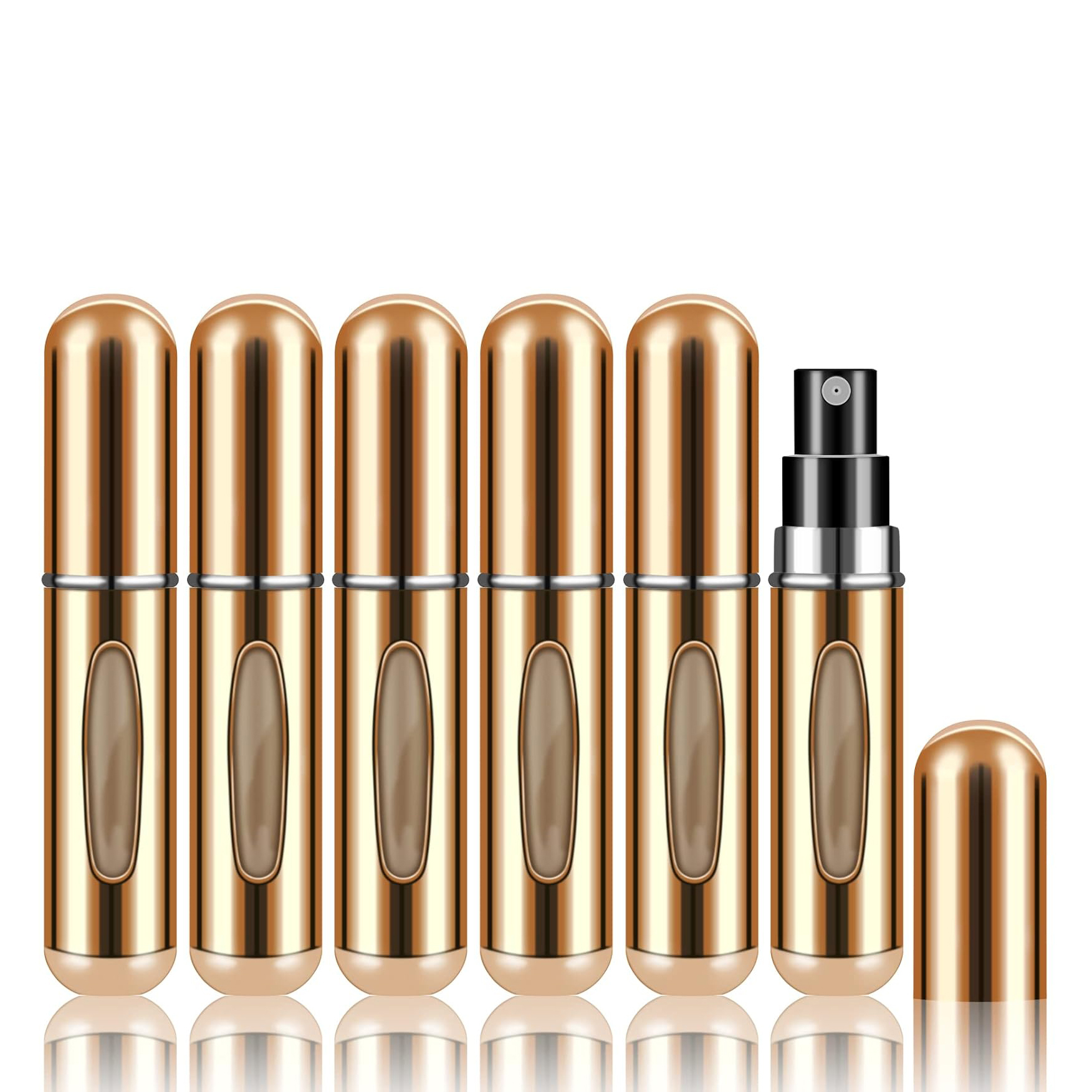 1/6 Teile/satz Reise Parfüm Nachfüllen Flasche Tragbare Mini Zerstäuber Nachfüllbare Spray Wiederaufladbare Tasche Dispenser Köln Sprayer: Gold