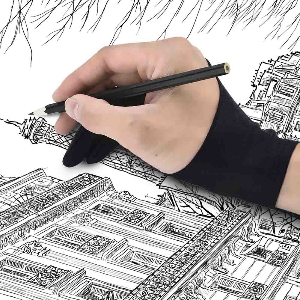1pc Colorful Multifunction Painting Drawing Gloves Two Fingers Sketch Anti-dirt Gloves For Drawing Students School Art Supplies