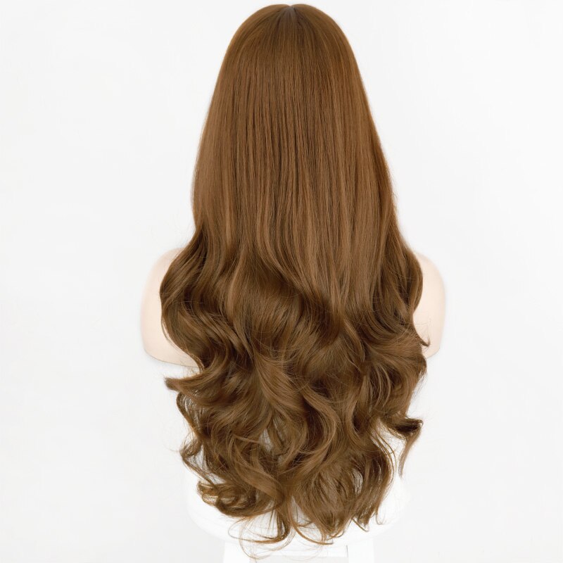 Long Body Wave Wig Womens Wig Natural with bangs Synthetic Wigs Gray/Brown/Black Wigs Heat Resistant for Women: 10-8