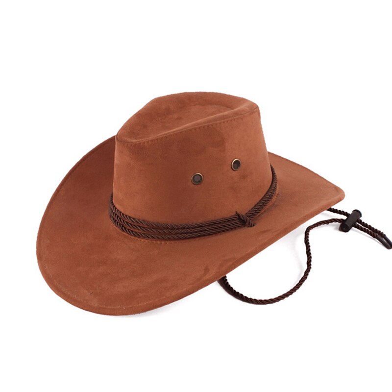 , nueva Unisex, sombrero de cowboy del Oeste, sombrero de turista sólido, sombrero ancho al aire libre, sombrero con visera de jazz, Gorras, al por mayor: Khaki