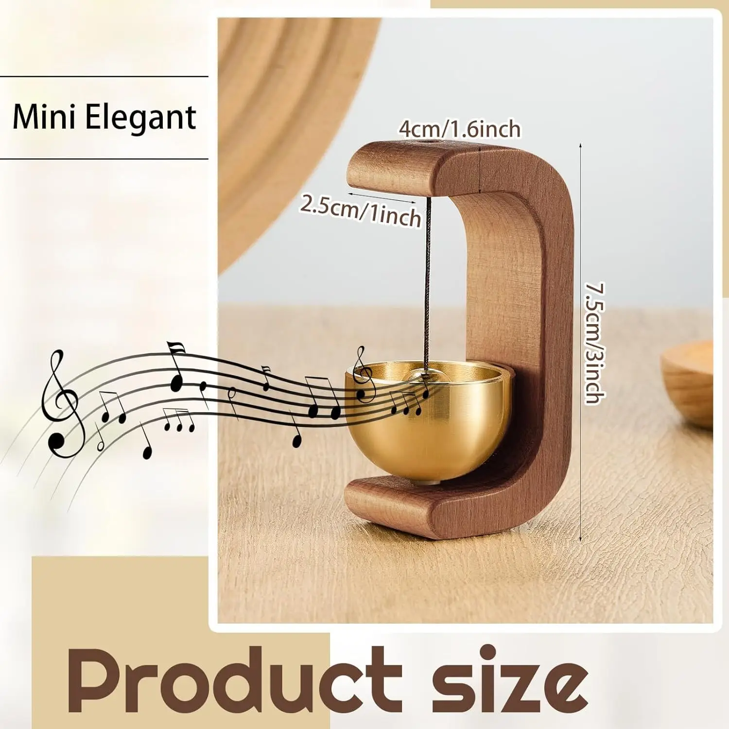 Magnetic Wood Doorbell Chime Hanging Wooden Wind Chimes Copper Bell Walnut Windbell Doorbells Vintage Door Bell Home Decorations