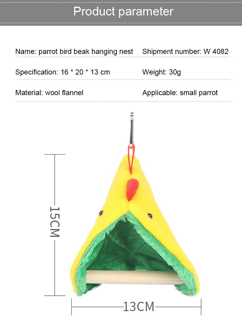 ! Papegaai Hangmat Met Staande Stok Vogel Tent Pluche Opknoping Nest Verdikte Warme Driehoek Snavel Papegaai Nest Dierbenodigdheden