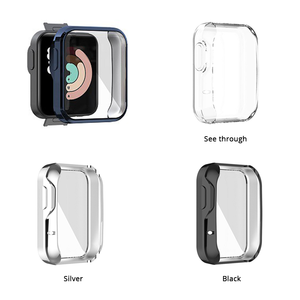 360 ° pełna ochrona poszycie TPU zderzak Screen Protector Case dla Xiaomi Redmi Mi zegarek Lite światło inteligentne akcesoria, nie szkło