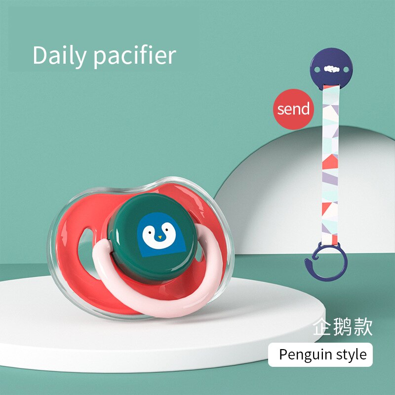 Pacifier Super Soft Silica Gel For Newborn Baby Comfort Sleeping Simulative Breast-feeding Nipple Rubber Appliance Training Grin: The penguin daily