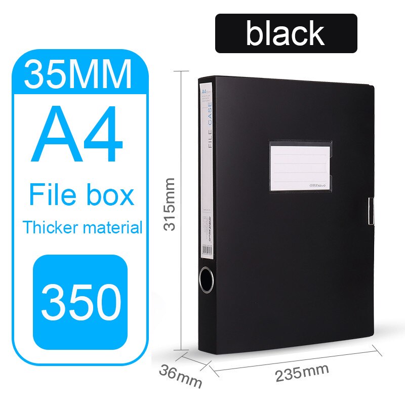Pvc Archive File Box A4 Storage Box Plastic File Folder Box 35mm 55mm 75mm Office Supplies File Storage File Box Data Box: Black 35mm