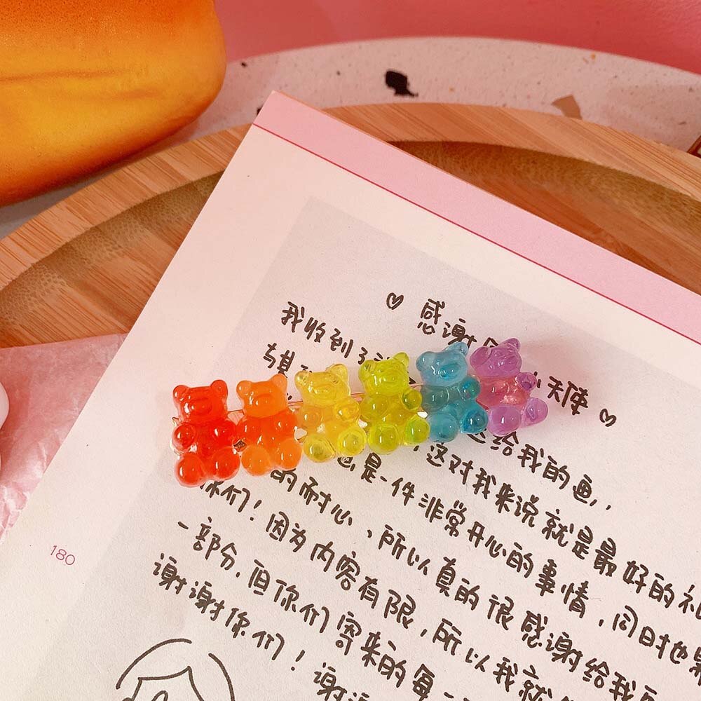 Zoete Vrouwen Haar Clip Leuke Jelly Beer Snoep Kleur Haarspeld Eenvoudige Eendenbek Clip Meisjes Kids Baret Mode Haaraccessoires