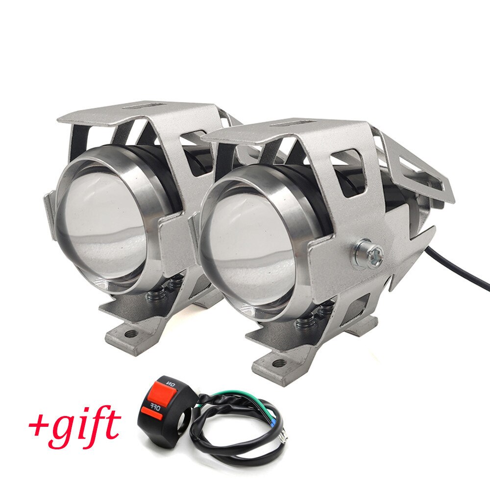 Faros delanteros LED para motocicleta foco de luz Led para motocicleta, 12V, para Kawasaki VERSYS 650 1000 300X KLZ1000 W800 Cafe: 1 pair Sliver