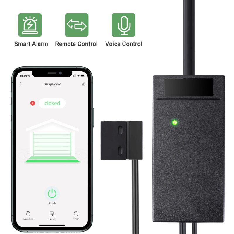 Garage door sensor opener controller remote WiFi switch Tuya Smart Life App works with Google Home Alexa home automation