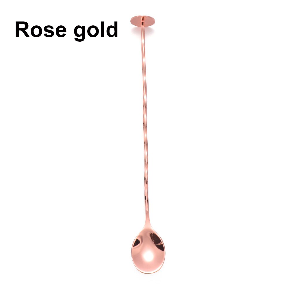 1PC Stainless Steel Stirring Cocktail Spoons Spiral Teadrop Spoon Bartender Tools Eco-Friendly Kitchen Supplies Accessories: 26cm rose gold