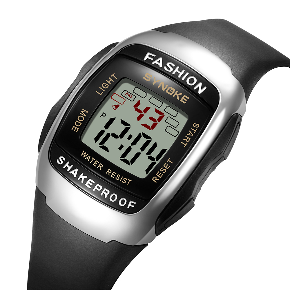 Digitale horloges voor heren Waterdicht 31 mm Ultradun elektronisch polshorloge Chronograaf Sport SYNOKE horloge: YELLOW