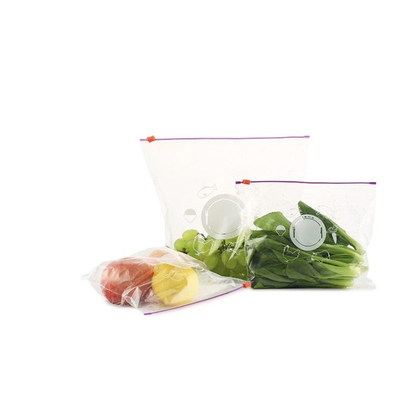 10pcs /Set Reusable Fresh Zipper Bag Freezing Heating Food Salad Wrap Storage Bag Zip Lock Plastic Bags Kitchen Accessories