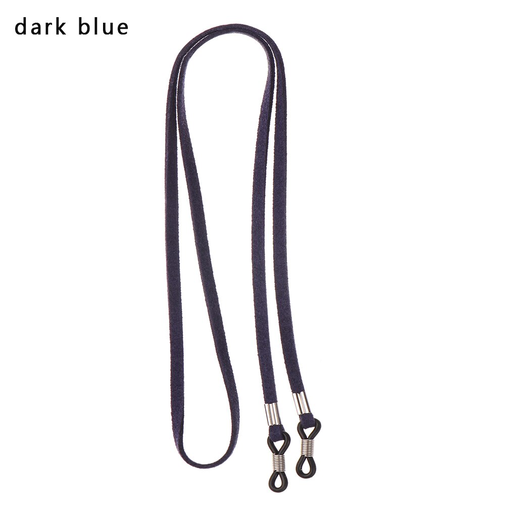 70cm Leather Strap Glasses Lanyard Women&#39;s Neck Cord Solid Color Glasses Chain High Elasticity Sunglasses Rope Eyewear Holder: dark blue