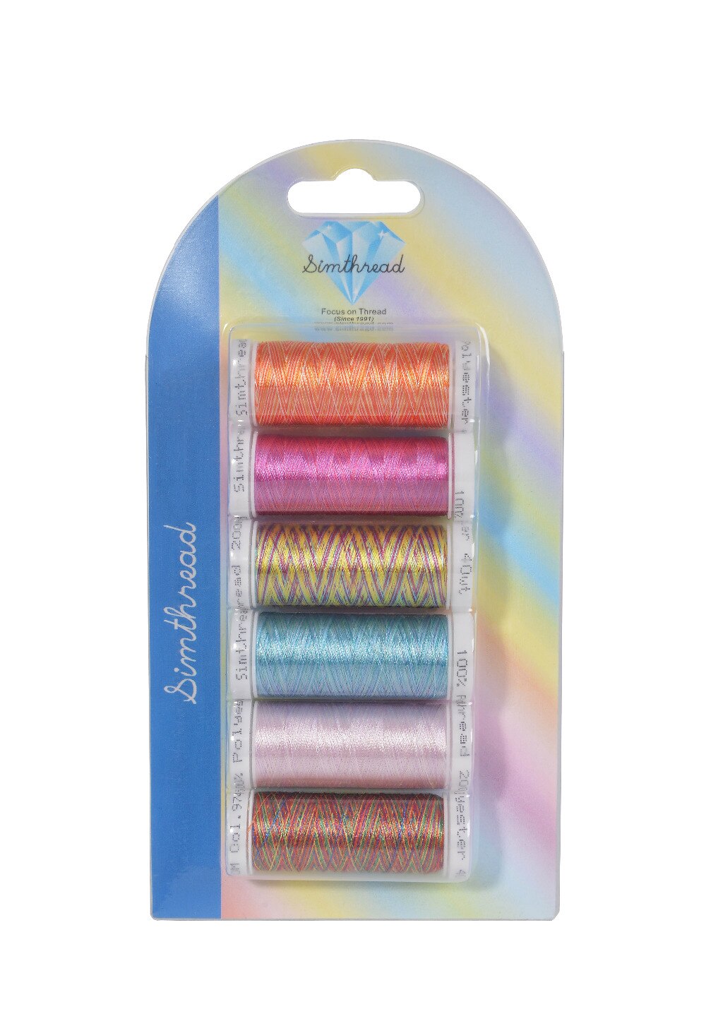 Simthread linha de bordar multi-colorida, 300m/bobina, 6 peças/kit-para brother, babylock, janome, outras máquinas