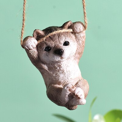 Schattige katten honden teddy schommel dier boom hanger hangende decoratie kawaii verjaardag kinderspeelgoed feeëntuin miniaturen huisdecoratie: Schor