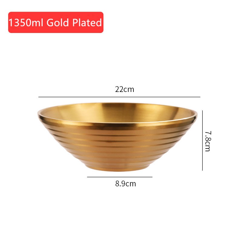304 Stainless Steel Ramen Bowl Rice Salad Noodle Soup Bowl Golden Home Restaurant Food Serving Dish Pickled Cabbage Large Bowl: green