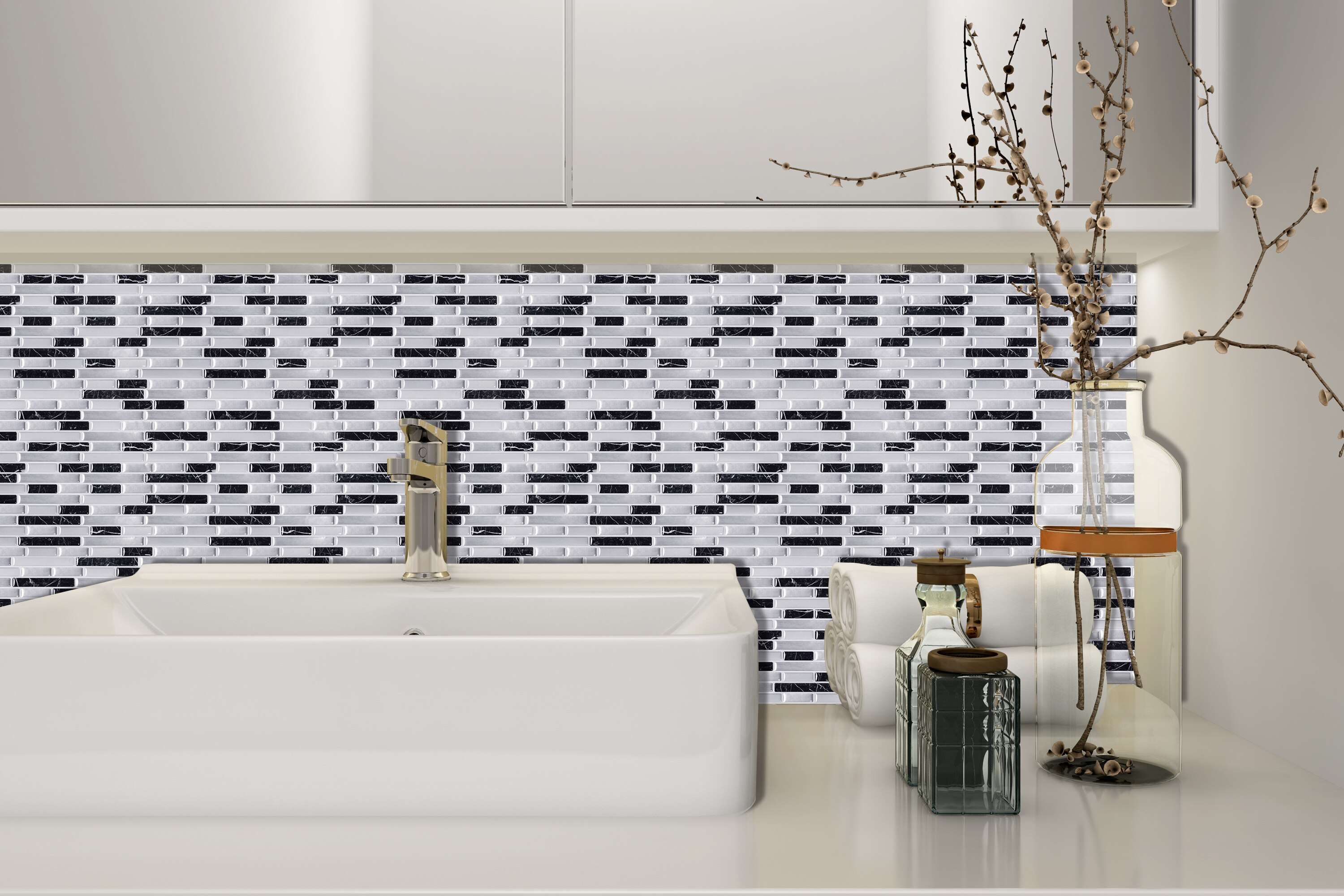 Self Adhesive Vinyl Wallpaper 3D Peel and stick Wall Brick Tile for bathroom and kitchen backsplash - 1 Sheet