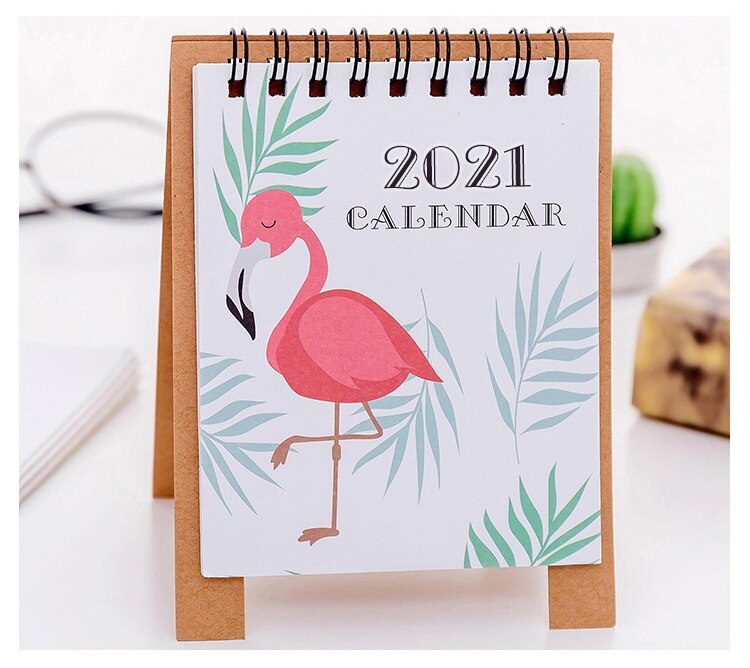 Enkle mini bordkalendere kat flamingo tegneserie dyr skrivebord kalender kontorartikler  .08.12: 1