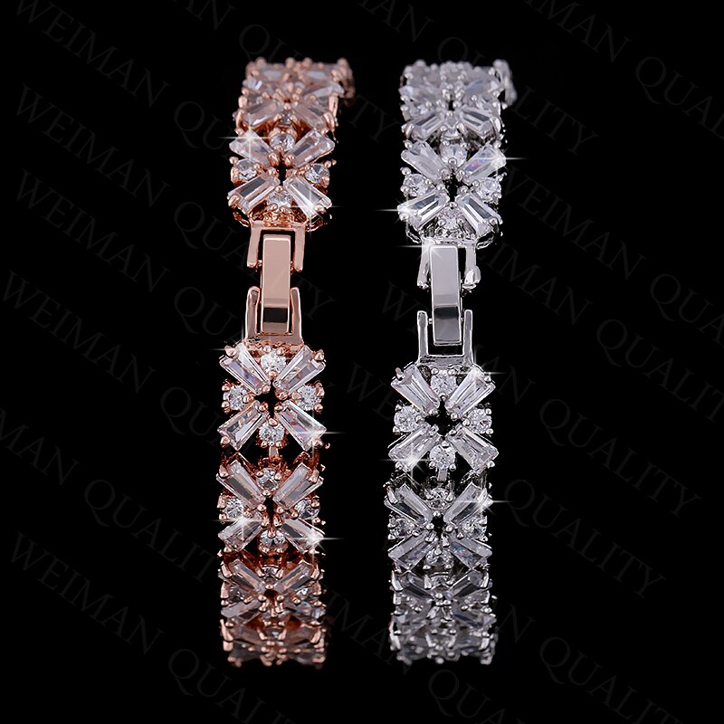 WEIMANJINGDIAN Luxury Cubic Zirconia Crystal CZ Tennis Bracelets for Women Bride or Bridesmaid