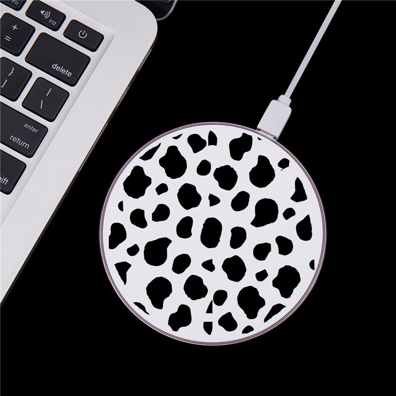 Cow Symbol Pattern Print 10W Fast Wireless Charger for Samsung Galaxy S10 Note 9 USB Qi Charging Pad for IPhone 11 X Airpods2: Style 5