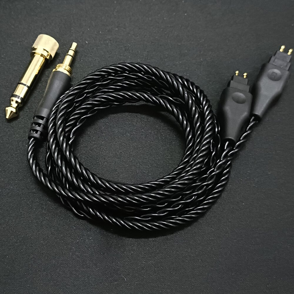 Upgrade Vervanging Kabel Voor Sennheiser HD414 HD650 HD600 HD580 HD565 HD545 HD535 HD525 HD265 HD25 Hoofdtelefoon Audio Kabels: 6.35mm Black