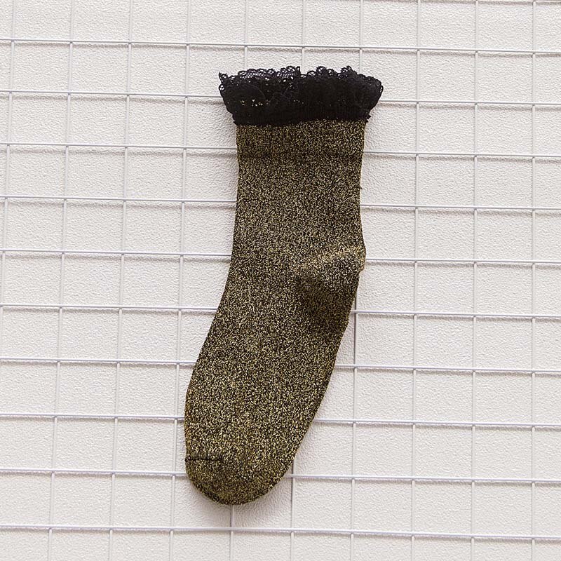 [COSPLACOOL] złoty srebrny jedwab błyszczące koronki brokat skarpety kreatywne, ręcznie robione, skarpetki damskie księżniczka Sokken japonia Reto Calcetines Mujer: 2