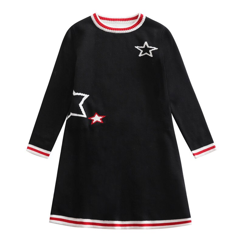 Børn cardigan børn sweatere drenge strik toppe børn pige pullover strik sweater outfits jumper juletøj 3-14 år: Sweater kjole / 110cm(4-5y)