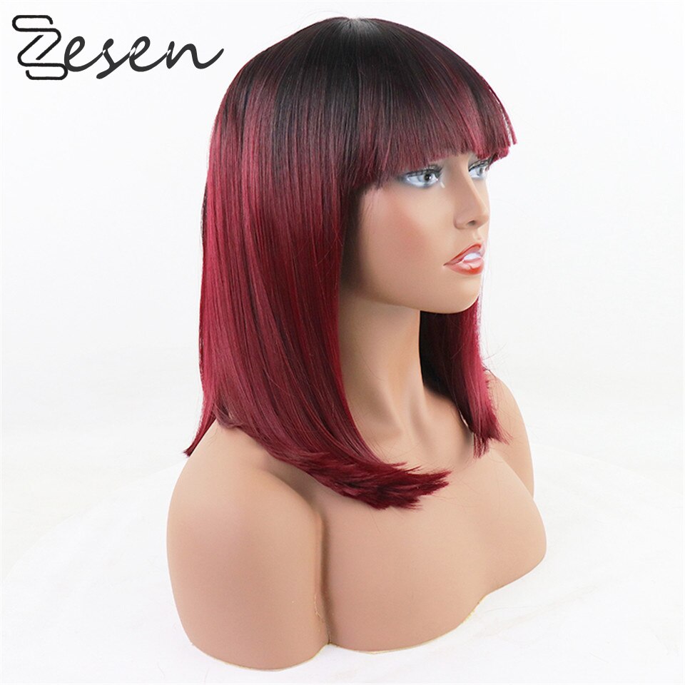 ZESENWine Red Straight Lace Front Wigs for Black Women Lace Wig Long Synthetic Hair Wigs Free Part Heat Resistant With Baby Hair