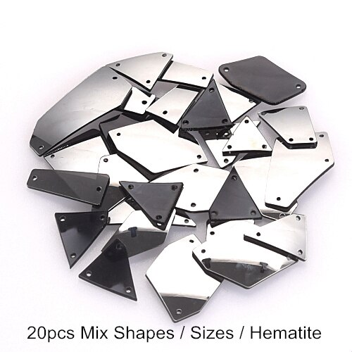 gemischt Größe Farben Acryl Spiegel NäHenne Auf Strass Unregelmäßigen Steinen Kristall Strass DIY F0209: P17 Hematite