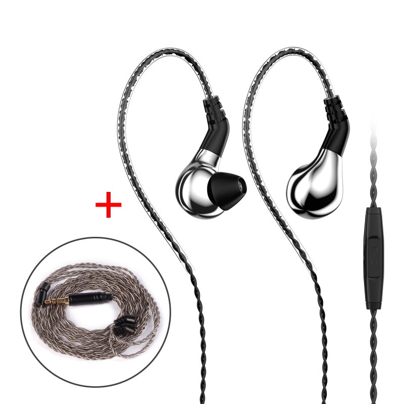 BLON BL-03 bl03 10mm Carbon Diaphragm Dynamic Driver In Ear Earphone HIFI DJ Running Sport Earphone Earbud Detachable 2PIN Cable: Silver mic Gray