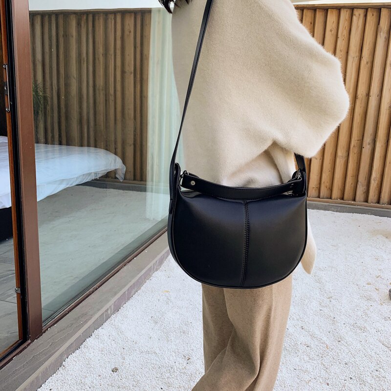 Dames crossbody tas met hoge capaciteit, halve cirkel zadeltassen, pu leren schoudertassen voor dames, handtassen, bolsas